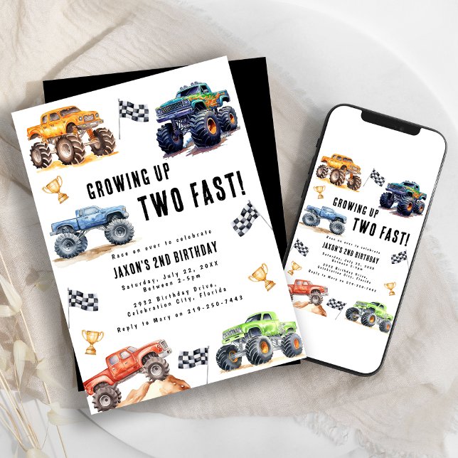 Invitation Fête d'anniversaire pour les 2 ans de Deux Camions (Créateur téléchargé)