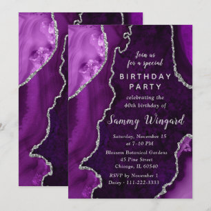 Invitation Fête d'anniversaire pour les 40 ans avec marbre ag