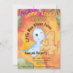 Invitation Fête d'anniversaire pour les 4 ans de Dinosaur Sto