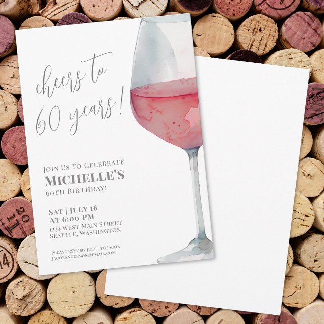 Invitation Fête d'anniversaire pour les 60 ans À soixante ans (60th Birthday Party Cheers To Sixty Invitation )