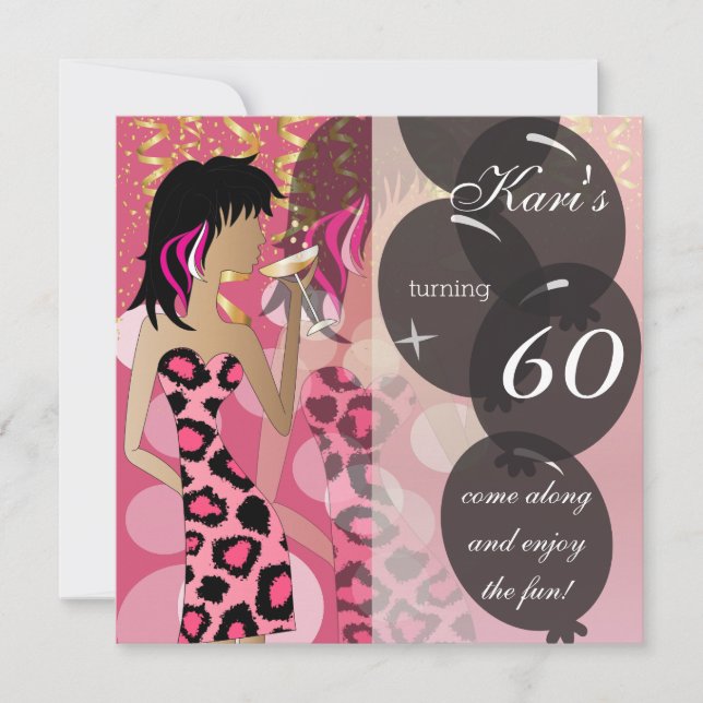 Invitation Fête d'anniversaire pour les 60 ans | Modèle | À f (Devant)