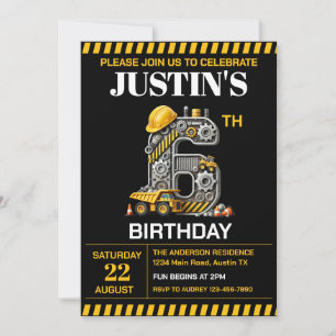 Invitation Fête d'anniversaire pour les 6 ans de Construction
