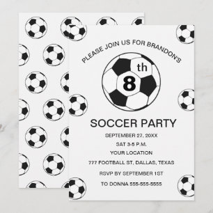 Invitation Fête d'anniversaire pour les 8 ans de Football Bla