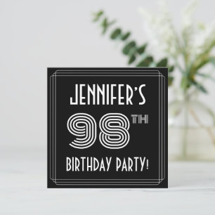 Invitation Fête d'anniversaire pour les 98 ans : Style Art dé