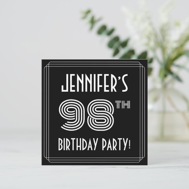 Invitation Fête d'anniversaire pour les 98 ans : Style Art dé (Debout devant)