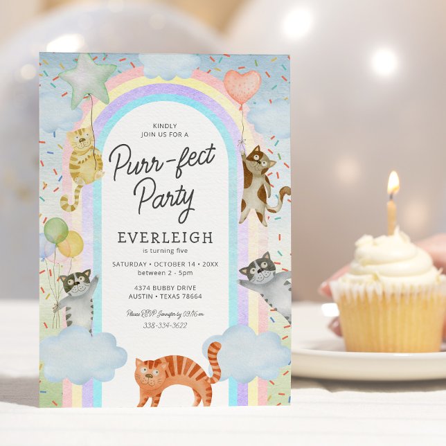 Invitation Fête d'anniversaire pour les chats parfaits des en (Créateur téléchargé)