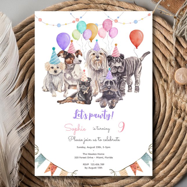 Invitation Fête d'anniversaire pour les chiens (Créateur téléchargé)