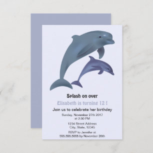 Invitation Fête d'anniversaire pour les dauphins en ruines