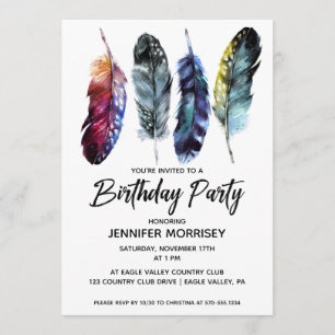 Invitation Fête d'anniversaire pour les femmes Boho Style Fea