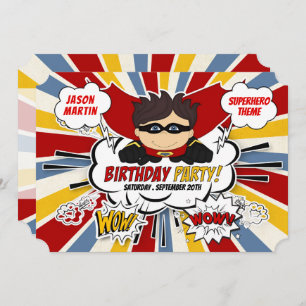 Invitation Fête d'anniversaire pour les garçons Super Kids Re