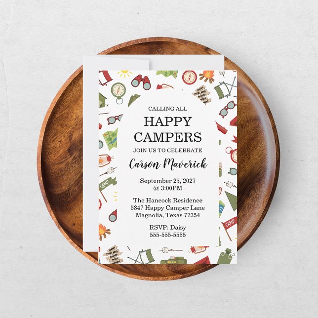 Invitation Fête d'anniversaire pour les petits campeurs heure (Créateur téléchargé)