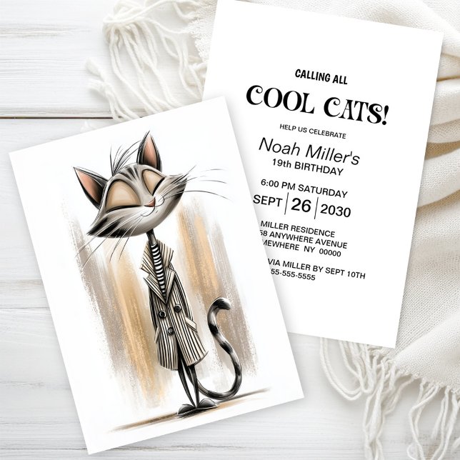 Invitation Fête d'anniversaire pour tous les chats cool (Créateur téléchargé)