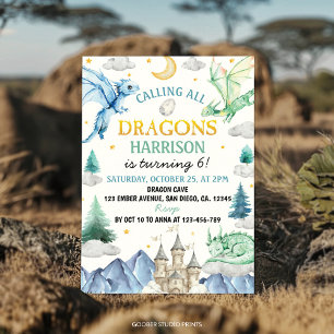 Invitation Fête d'anniversaire pour tous les enfants dragons