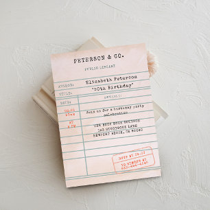 Invitation Fête d'anniversaire pour un amateur de livres avec