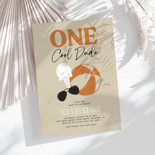 Invitation Fête d'anniversaire pour un mec cool 1 an (Créateur téléchargé)