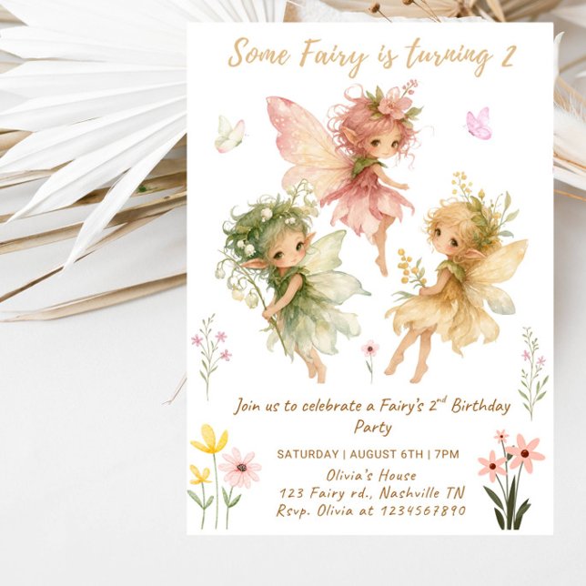 Invitation Fête d'anniversaire pour une fée qui a 2 ans (Créateur téléchargé)