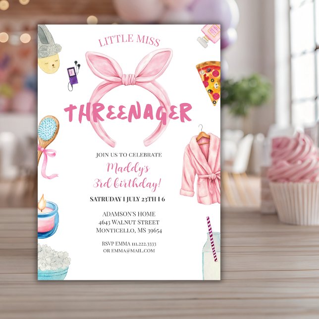 Invitation Fête d'anniversaire pour une fille de 3 ans Threen (Créateur téléchargé)