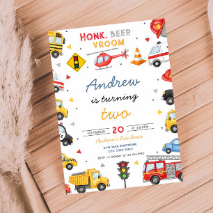 Invitation Fête d'anniversaire pour Véhicule Honk Beep Vroom
