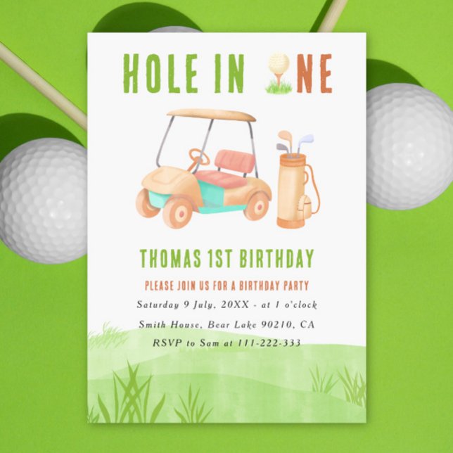 Invitation Fête d'anniversaire premier trou en un (Créateur téléchargé)