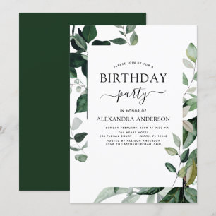 Invitation Fête d'anniversaire Printemps Botanique Verdure In
