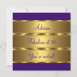 Invitation Fête d'anniversaire Purple & Gold Fabuleux 50 ans