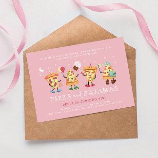 Invitation Fête d'anniversaire Pyjama et Pizza Soirée Pyjama