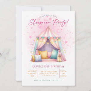Invitation Fête d'anniversaire pyjama pour filles