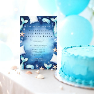 Invitation Fête d'anniversaire pyjama sirène sous la mer