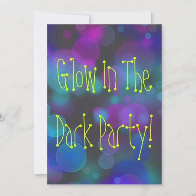 Invitation Fête d'anniversaire qui brille dans le noir (Devant)