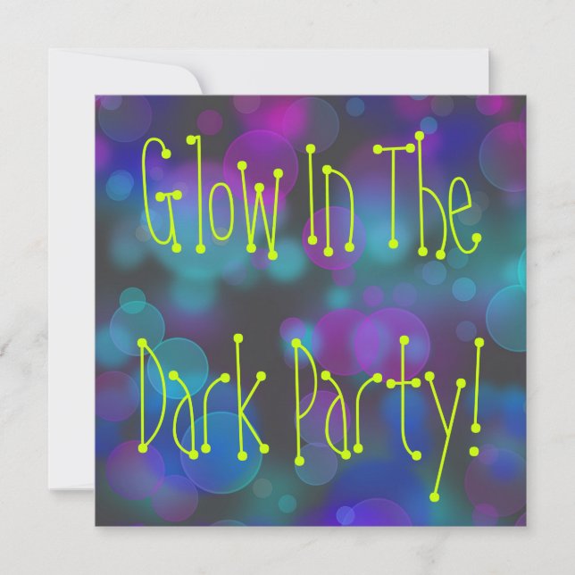 Invitation Fête d'anniversaire qui brille dans le noir (Devant)