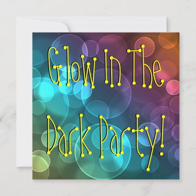 Invitation Fête d'anniversaire qui brille dans le noir (Devant)