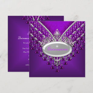 Invitation Fête d'anniversaire Quinceanera Magenta Violet