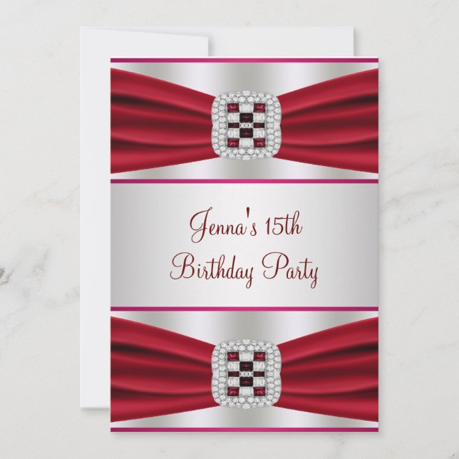Invitation Fête d'anniversaire Red Diamond (Devant)