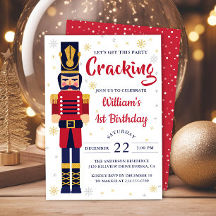 Invitation Fête d'anniversaire Red Gold Nutcracker