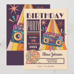 Invitation Fête d'anniversaire rétro