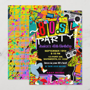 Invitation Fête d'anniversaire rétro amusante des gens des an