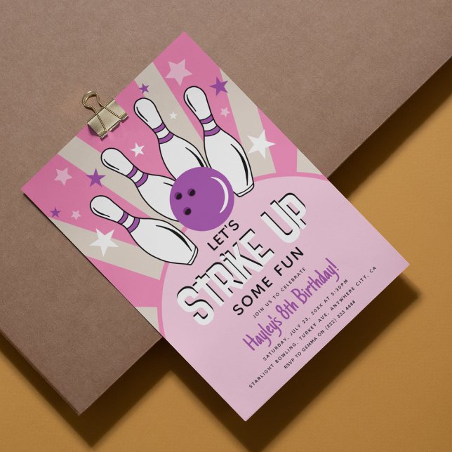 Invitation Fête d'anniversaire rétro de bowling pour enfants  (Créateur téléchargé)