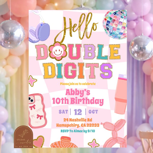 Invitation Fête d'anniversaire rétro Double Chiffres Patch (Créateur téléchargé)