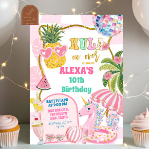 Invitation Fête d'anniversaire Rétro élégant Hula sur ananas