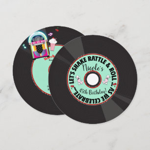 Invitation Fête d'anniversaire Retro Record 1950'S 50'S Année