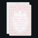 Invitation Fête d'anniversaire rétro rose et blanc à motif fl<br><div class="desc">Un mélange charmant d'élégance vintage et de féminité ludique, cette collection de décorations pour fêtes présente des florales prépa élégantes associées à de délicats rubans coquettes. Conçue pour être intemporelle tout en étant fraîche, chaque pièce apporte une touche douce et raffinée à votre célébration. ★ Laissez-moi vous aider à planifier...</div>