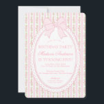 Invitation Fête d'anniversaire rétro rose et blanc à motif fl<br><div class="desc">Un mélange charmant d'élégance vintage et de féminité ludique, cette collection de décorations pour fêtes présente des florales prépa élégantes associées à de délicats rubans coquettes. Conçue pour être intemporelle tout en étant fraîche, chaque pièce apporte une touche douce et raffinée à votre célébration. ★ Laissez-moi vous aider à planifier...</div>