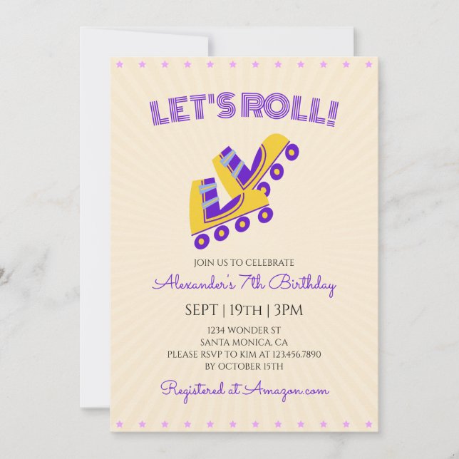 Invitation Fête d'anniversaire Rétro Vintage Roller Skate (Devant)