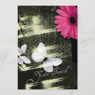 Invitation Fête d'anniversaire rêve papillon Marguerite Gerbe