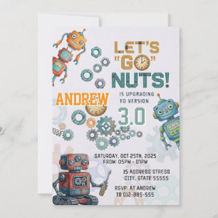 Invitation Fête d'anniversaire robots scientifiques personnal