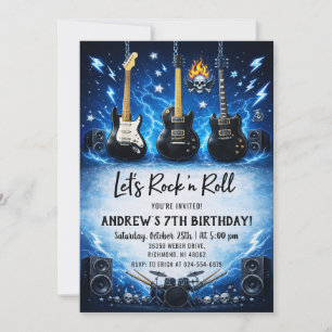 Invitation Fête d'anniversaire Rock and Roll personnalisée