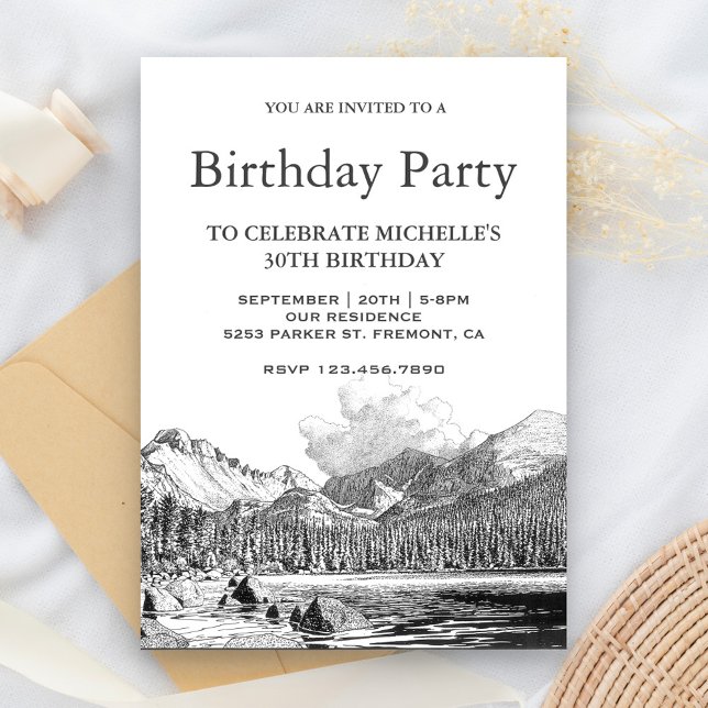 Invitation Fête d'anniversaire Rocky Mountain Sketch (Créateur téléchargé)