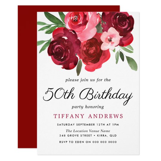 Invitation Fete D Anniversaire Romantique De Roses Rouges Zazzle Fr