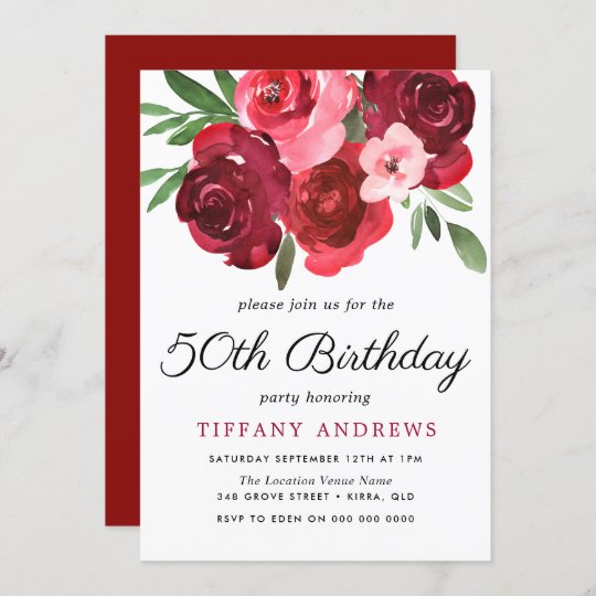 Invitation Fete D Anniversaire Romantique De Roses Rouges Zazzle Fr