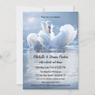 Invitation Fête d'anniversaire romantique du lac Swan
